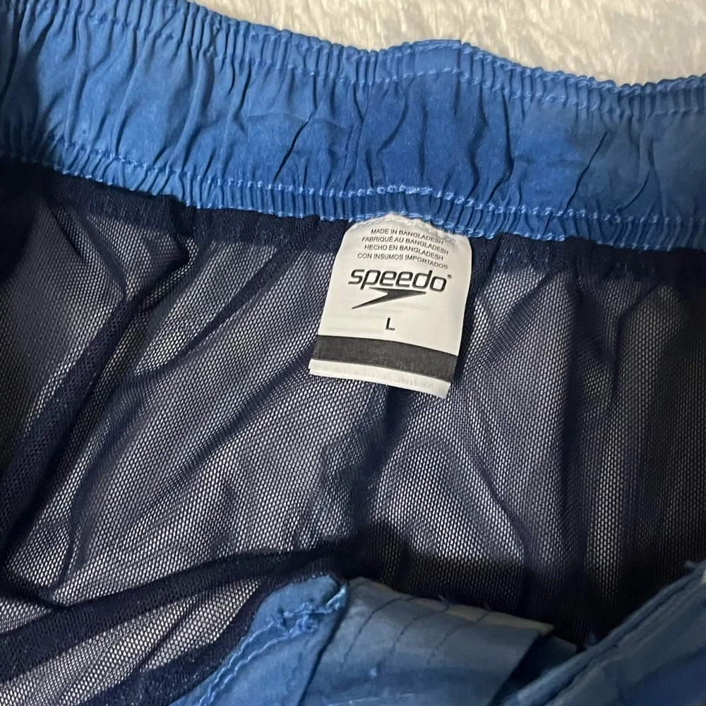 Speedo  blue striped UPF+50 protection swim trunks size L